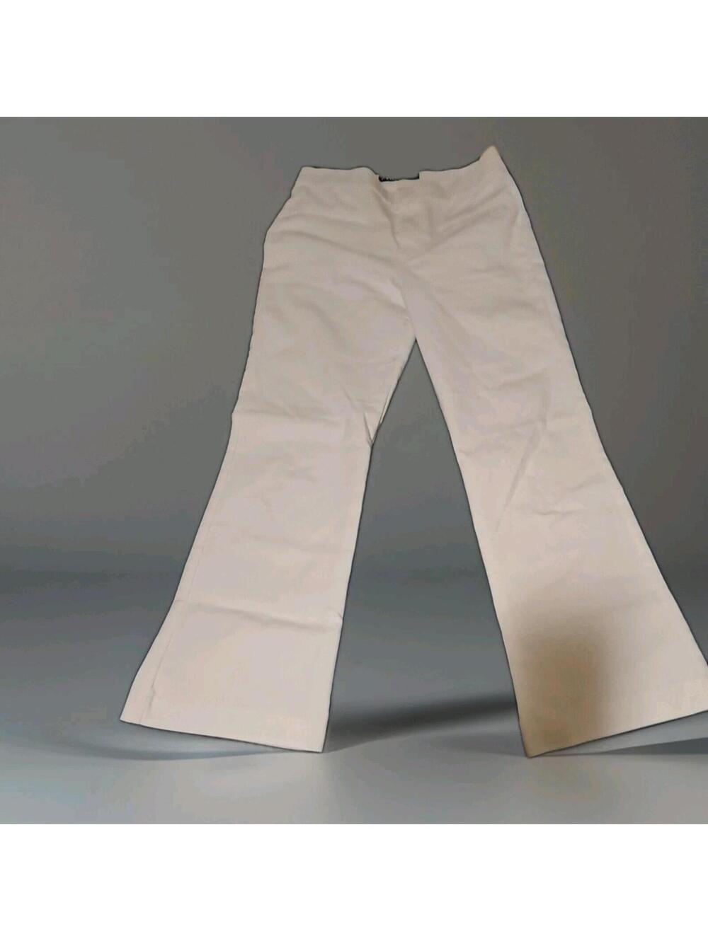 Zara Flare Pants Womens‎ Medium Off White High Rise Straight Leg Pants Zip Fly